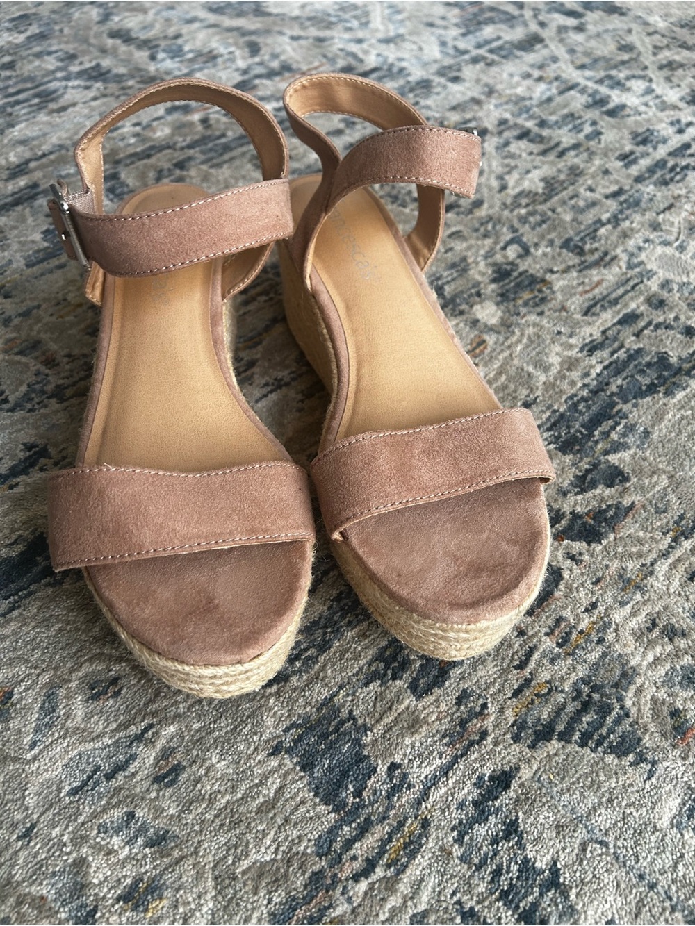 Women's Suede Ankle-Strap Wedge Sandals